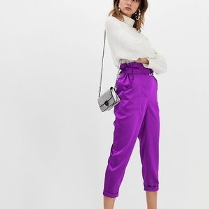 River Island purple paperbag trousers US 6 -New